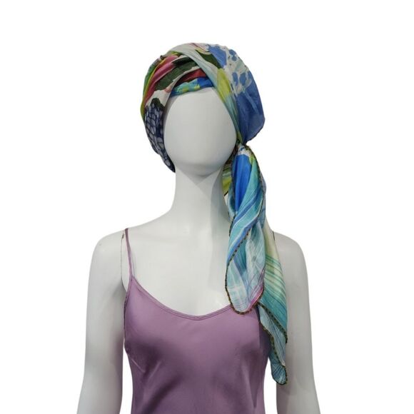 XL Exotic Floral Paint Splatter Print Scarf - Picture 9 of 10